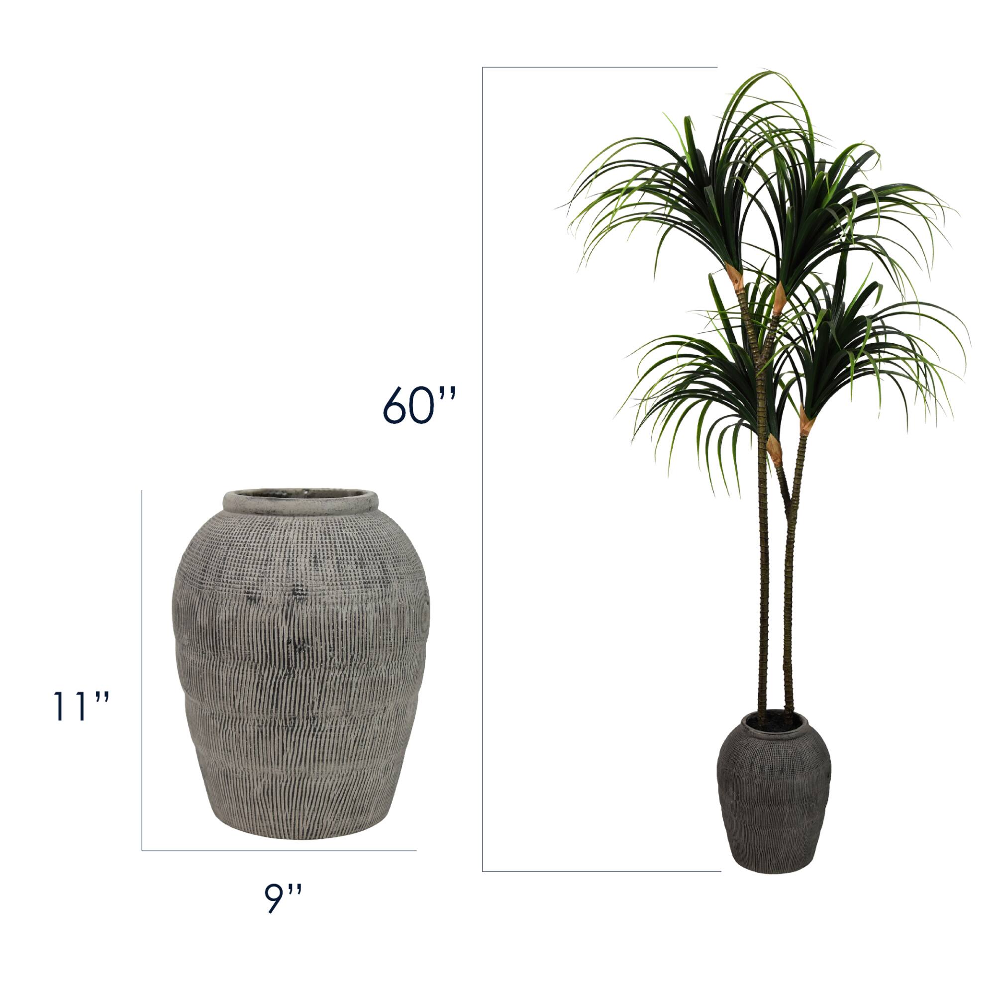 American Art Decor 5ft Artificial Dragon Tree in Cement Pot Faux Plant